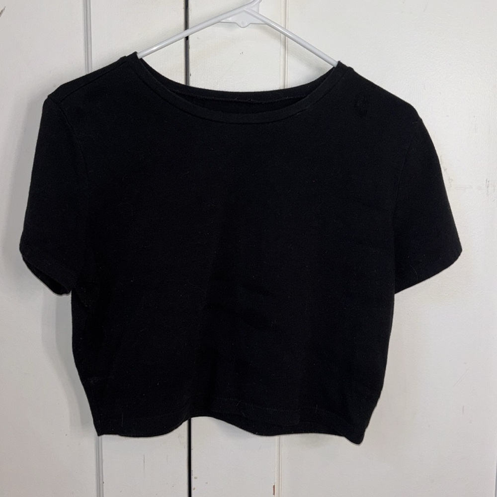 Brand New Black Short Sleeve Crop Top